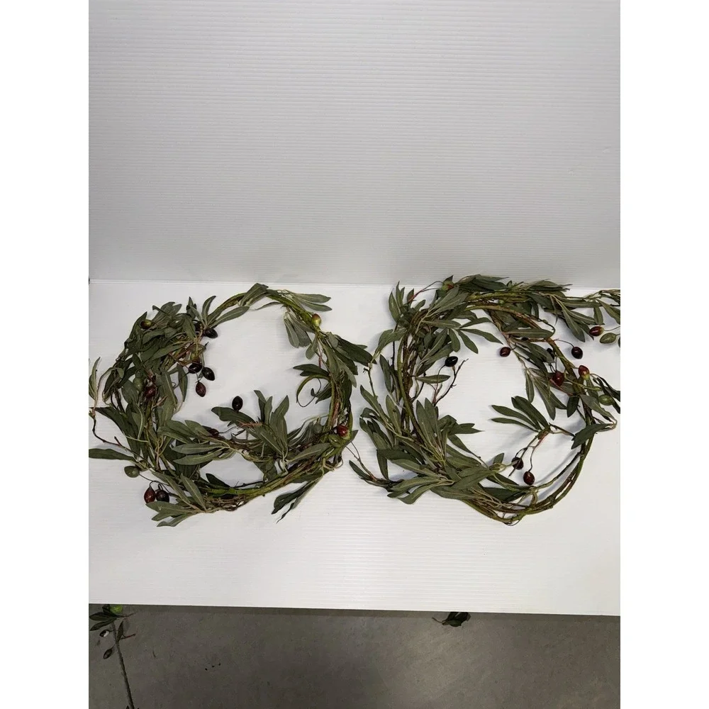Lot of 2 6ft + Olive Branch Garlands Artificial Olive Tree Farmhouse Decor Wine